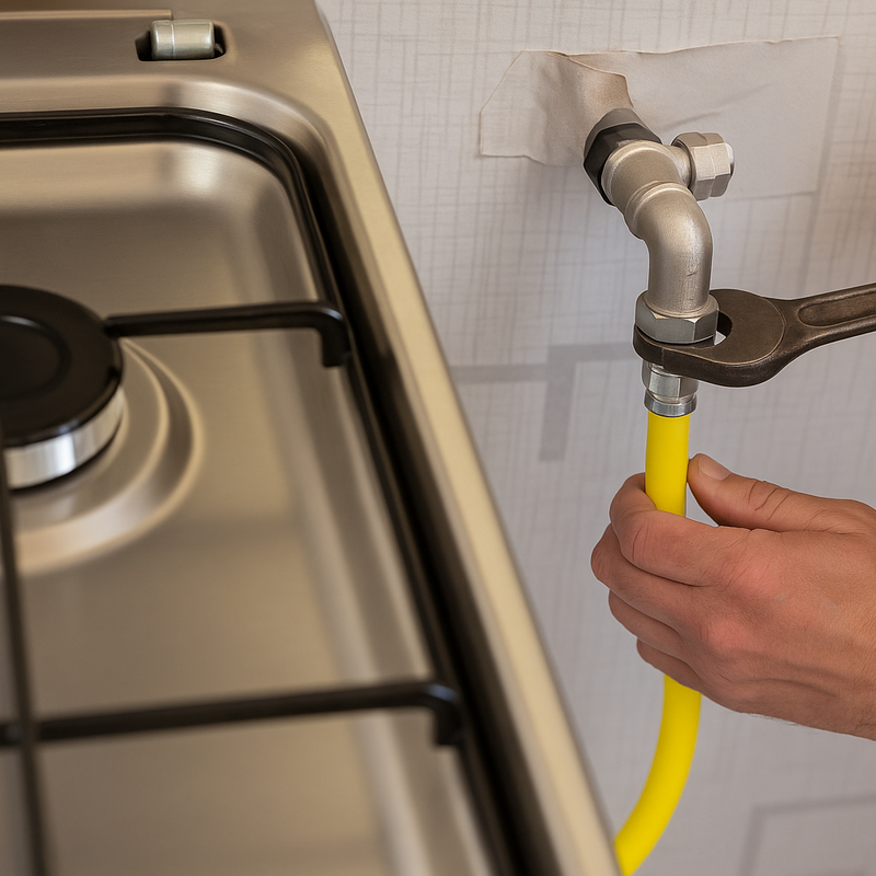 Gas stove hookup using an existing gas line